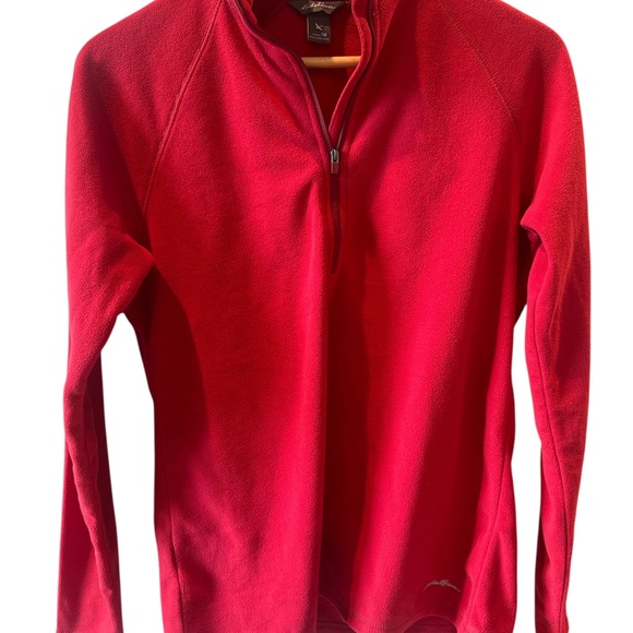 Eddie Bauer 1/4 Zip Fleece Size Medium Regular Woman‎ Pullover Red Warmth Layers - Picture 2 of 6